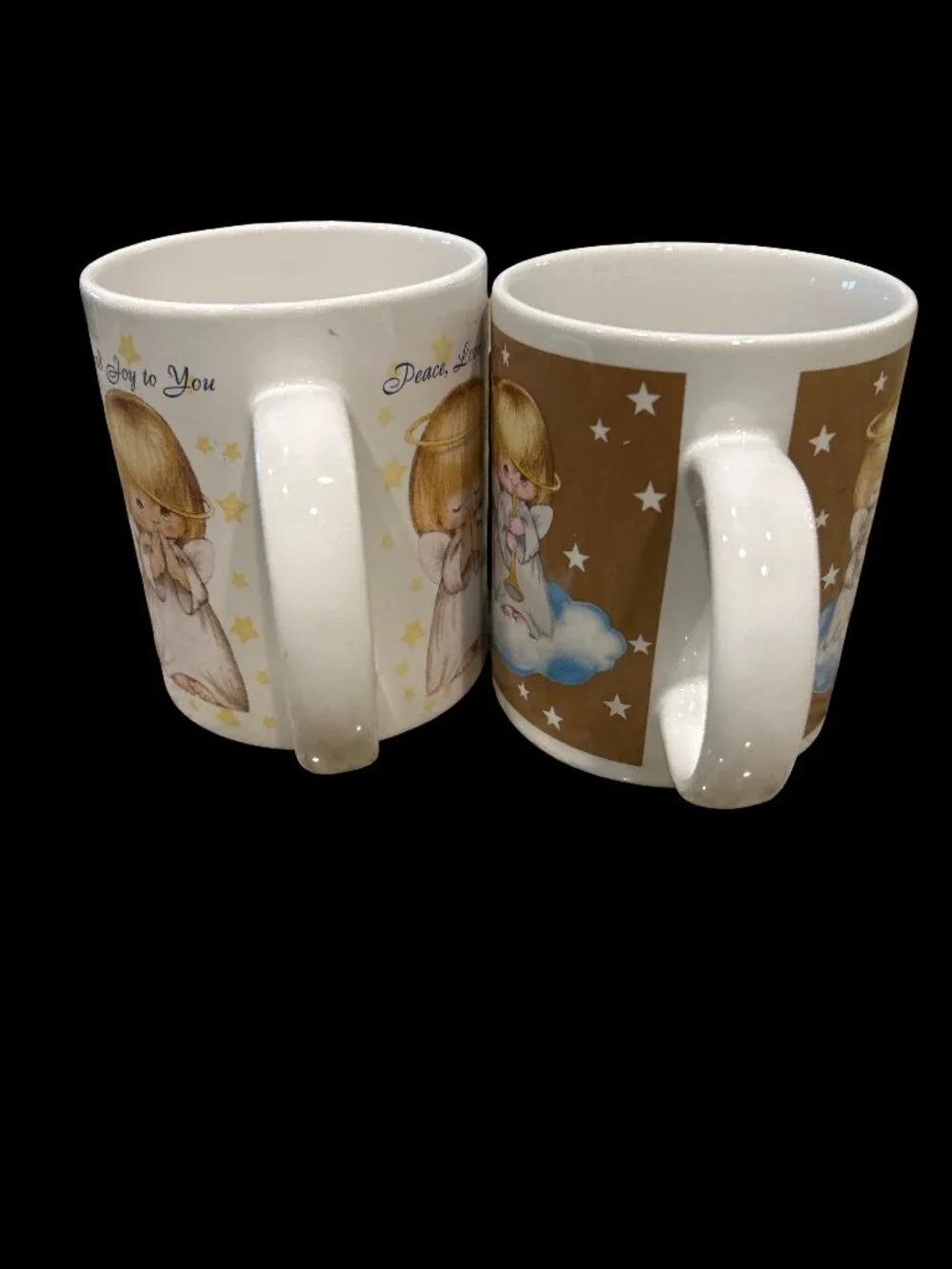 Vintage Hallmark Three Little Angels Christmas Mug Lot of 2 Houston Harvest Vtg